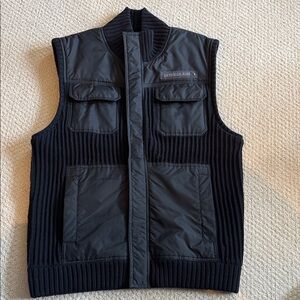 Calvin Klein Jeans Black Quilted Front Knit-Side Vest